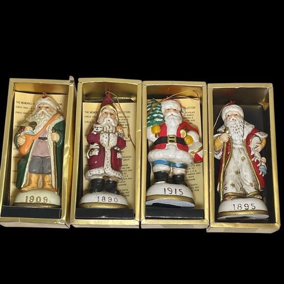 Vintage Santa Claus Figurine Set Of 4 By Bradford Editions 1890 1895 1909 1915 - Picture 1 of 12